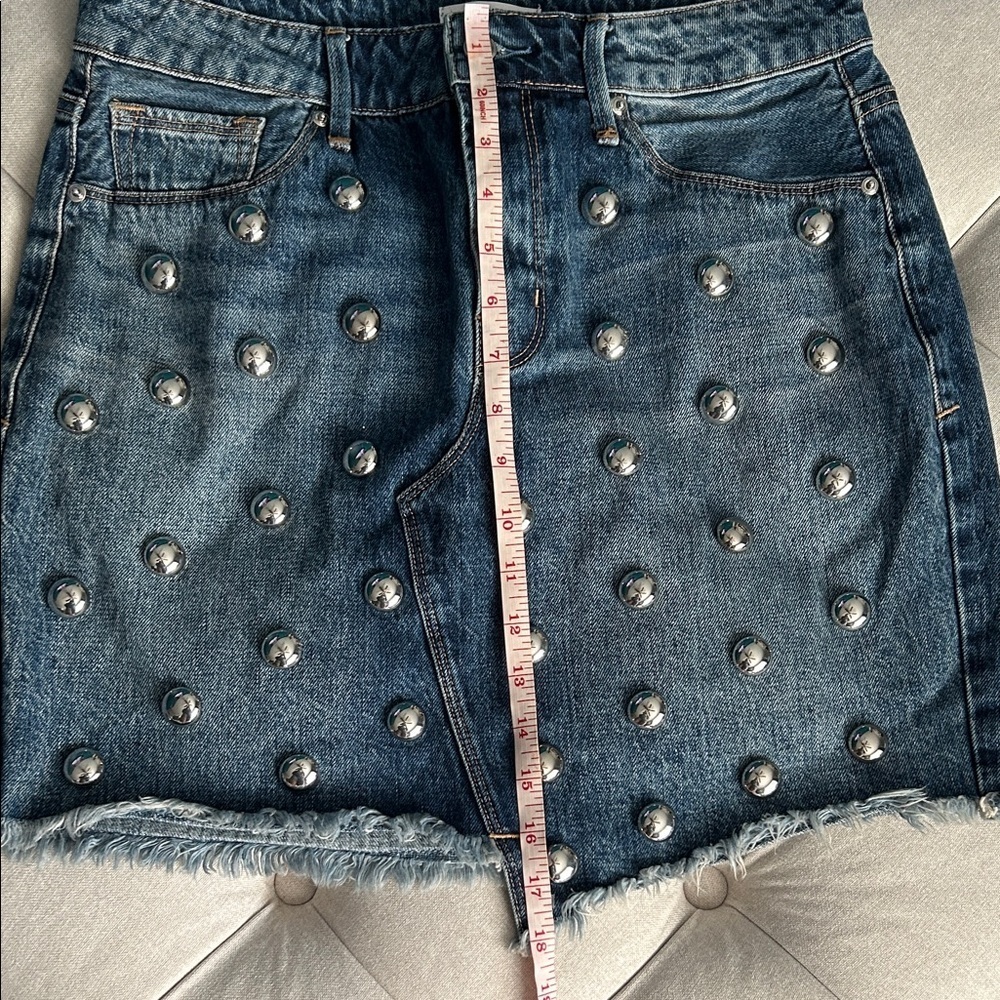 Good American Blue Denim Mini Skirt with Silver Accents - Picture 8 of 8